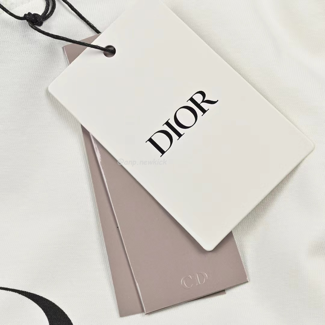 Dior Wide Body Bamboo Pure Cotton Plain Weave Fabric T Shirt White Navy (6) - newkick.vip